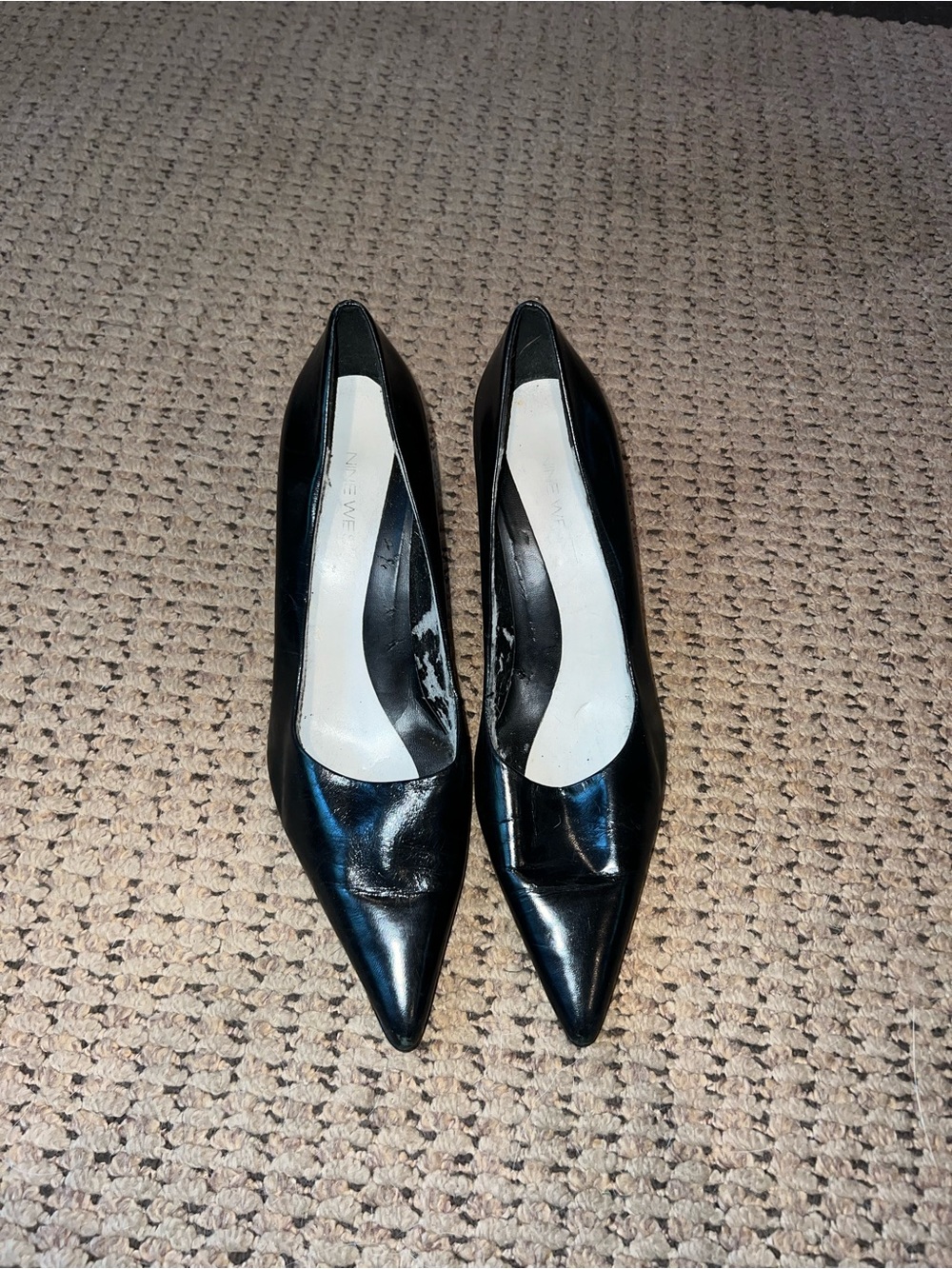 Nine West Black Patent Pointed-Toe Pumps